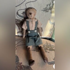 Vintage Gail Wilson painted cloth Pinocchio Doll 11 Inches Great Condition!